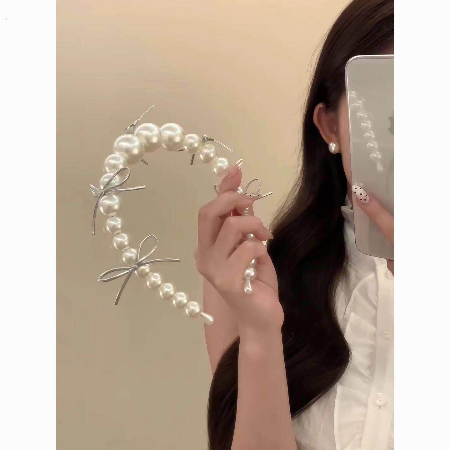 公主落难发箍法式甜美少女珍珠蝴蝶结发箍头箍发饰头饰百搭高级感