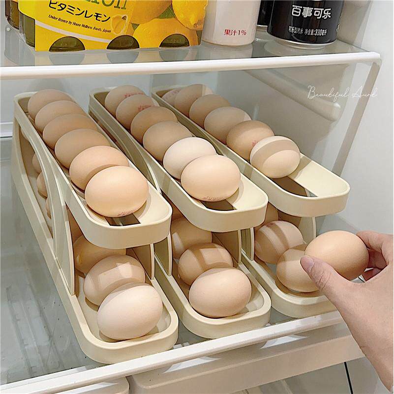 超棒~鸡蛋收纳盒冰箱用侧门保鲜盒厨房用滚动蛋托鸡蛋架