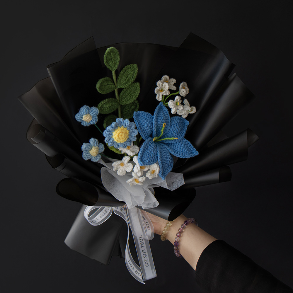 教师节手工针织花束成品混搭向日葵仿真永生花节日创意毕业礼物