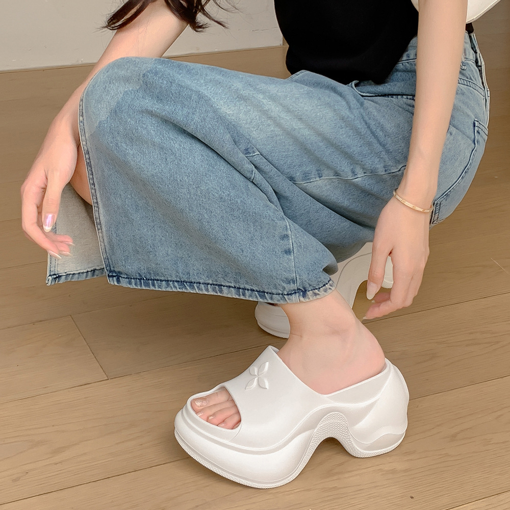 厚底拖鞋女士欧美ins潮EVA软底网红同款高跟一字型凉拖鞋跨境
