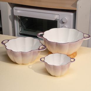 双耳汤碗家用陶瓷大碗特别好看 紫韵 螺蛳粉专用碗蒸蛋羹早餐碗