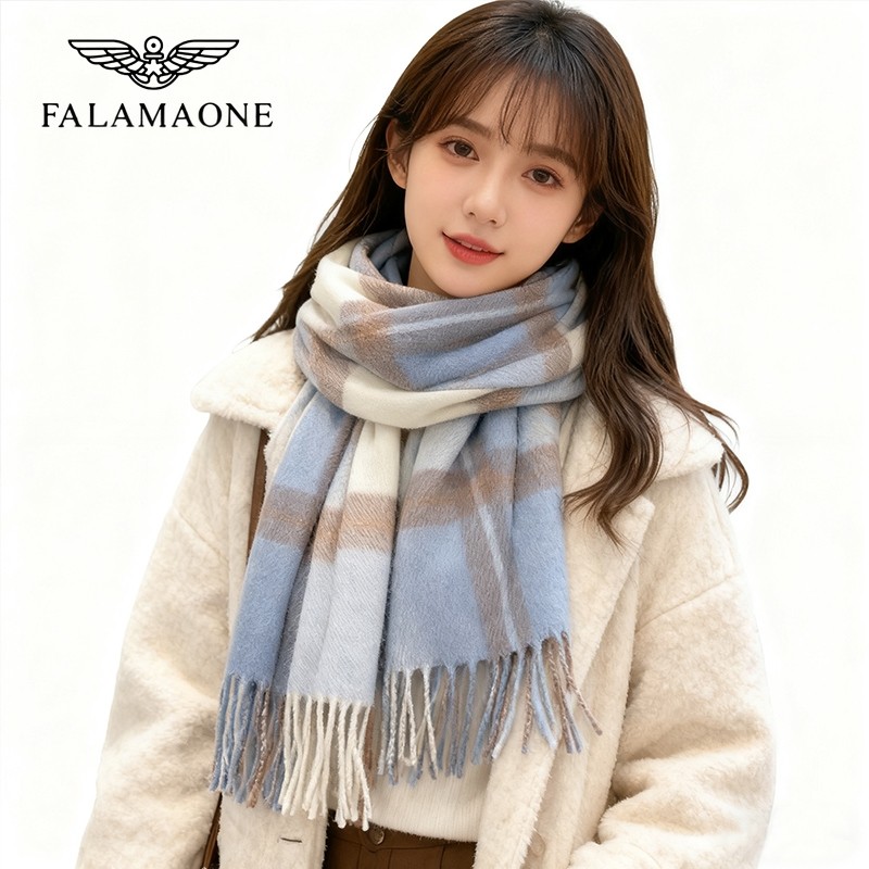 falamaone围巾女冬款格子披肩羊毛保暖百搭围脖配大衣高级礼盒,服饰配件/皮带/帽子/围巾,围巾/丝巾/披肩,淘宝优惠券,粉丝福利购,淘宝优惠卷