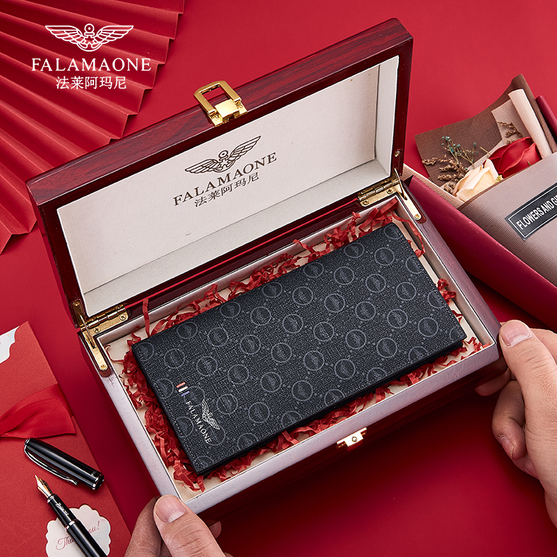 falamaone钱包男款大容量男士2025新款真皮短夹牛皮短款钱夹男友