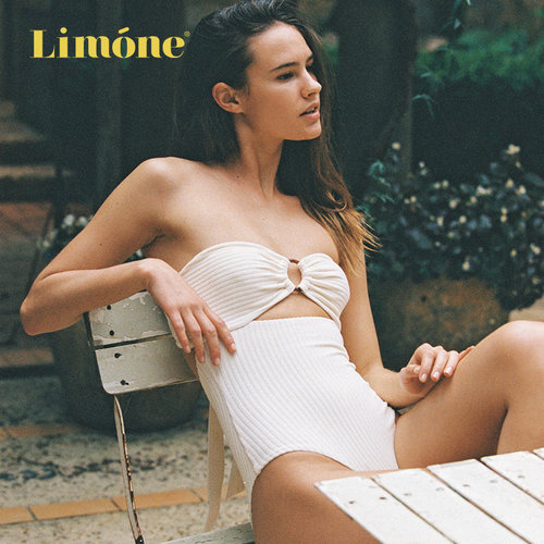 Limone白色连体泳衣设计感度假风