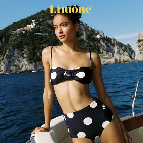 Limone方领环扣高腰分体泳衣度假