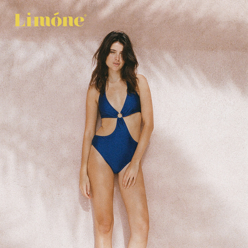 Limone挂脖款连体泳装小众设计感