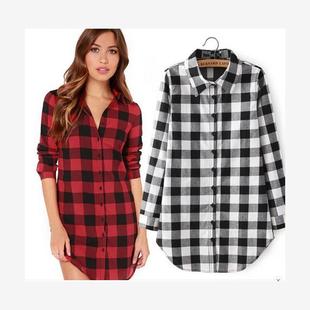 Women Plaid Winter Autumn Blouse Tops Girls Casual Shirts 女