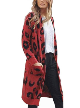长款针织衫开衫women Long knit cardigan ladies sweater