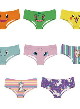 Cartoon Pokemon print seamless breathable ladies sexy briefs