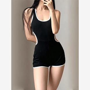 Playsuits Slim Women Sleeveless Out Neck Rompers Hollow