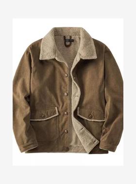 Men's Corduroy Plus Fleece Thick Jacket Plus Size Top Jacket