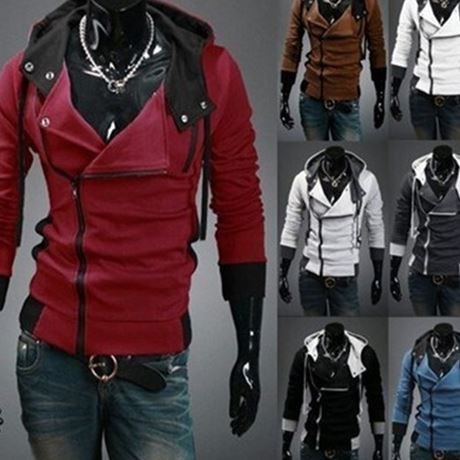 斜拉链大码连帽卫衣男外套plus size hoodies men coats Cardigan