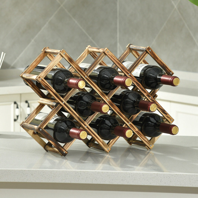 Collapsible Wooden Wine Bottle Rack Cabinet Decorative红酒架