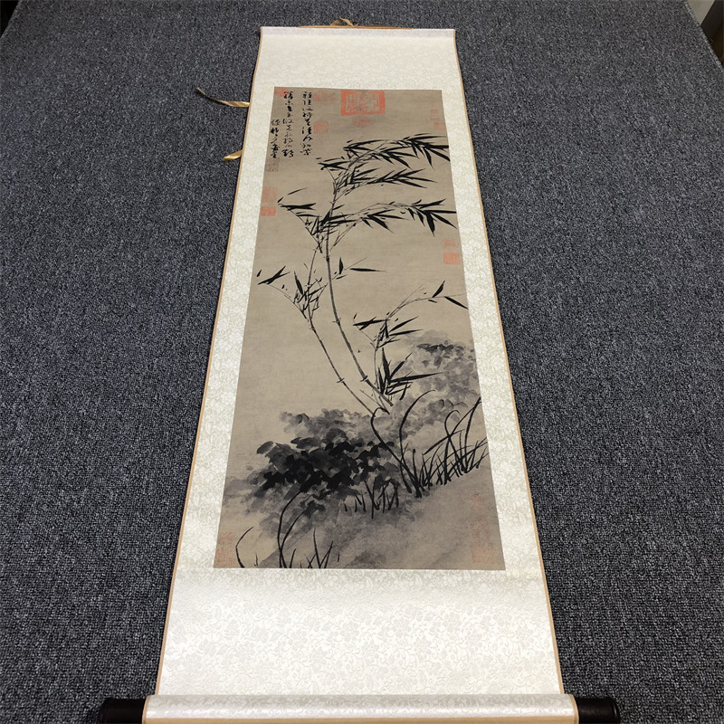 吴镇 墨竹图 名家写意水墨画竹子梅兰竹菊国画艺术微喷装饰画挂画