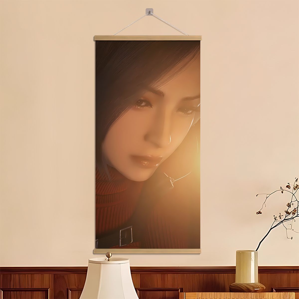 生化危机艾达王特写游戏周边高清挂画实木挂轴挂画客厅卧室装饰画图片