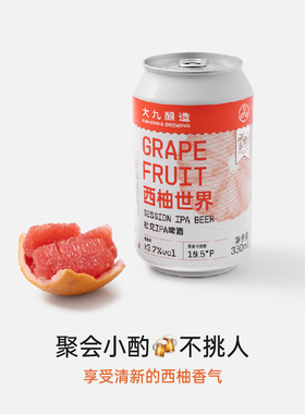 大九酿造西柚世界社交IPA 国产精酿西柚酸啤清爽啤酒330果味鲜啤