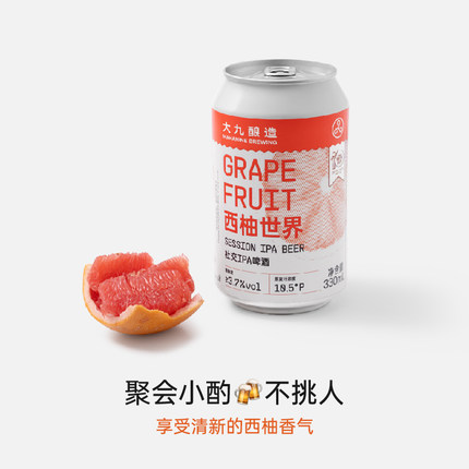 大九酿造西柚世界社交IPA 国产精酿西柚酸啤清爽啤酒330果味鲜啤