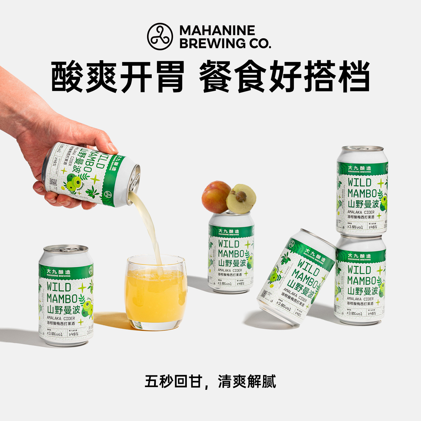 【来个彩诞】大九酿造山野曼波油柑酸梅西打果酒330ml6罐精酿啤酒