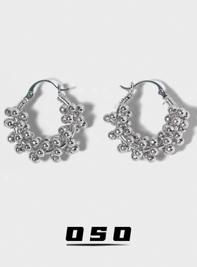 豆豆同款简系列串珠小圈圈耳环高级感轻奢气质个性耳圈耳扣S925银