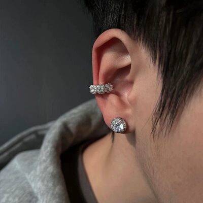 冰糖满钻耳骨夹单只无耳洞耳饰铜合金锆石耳钉欧美小众个性耳夹男