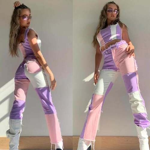 clothes women jeans ripped 2021 Fashion ladies pants 女牛仔