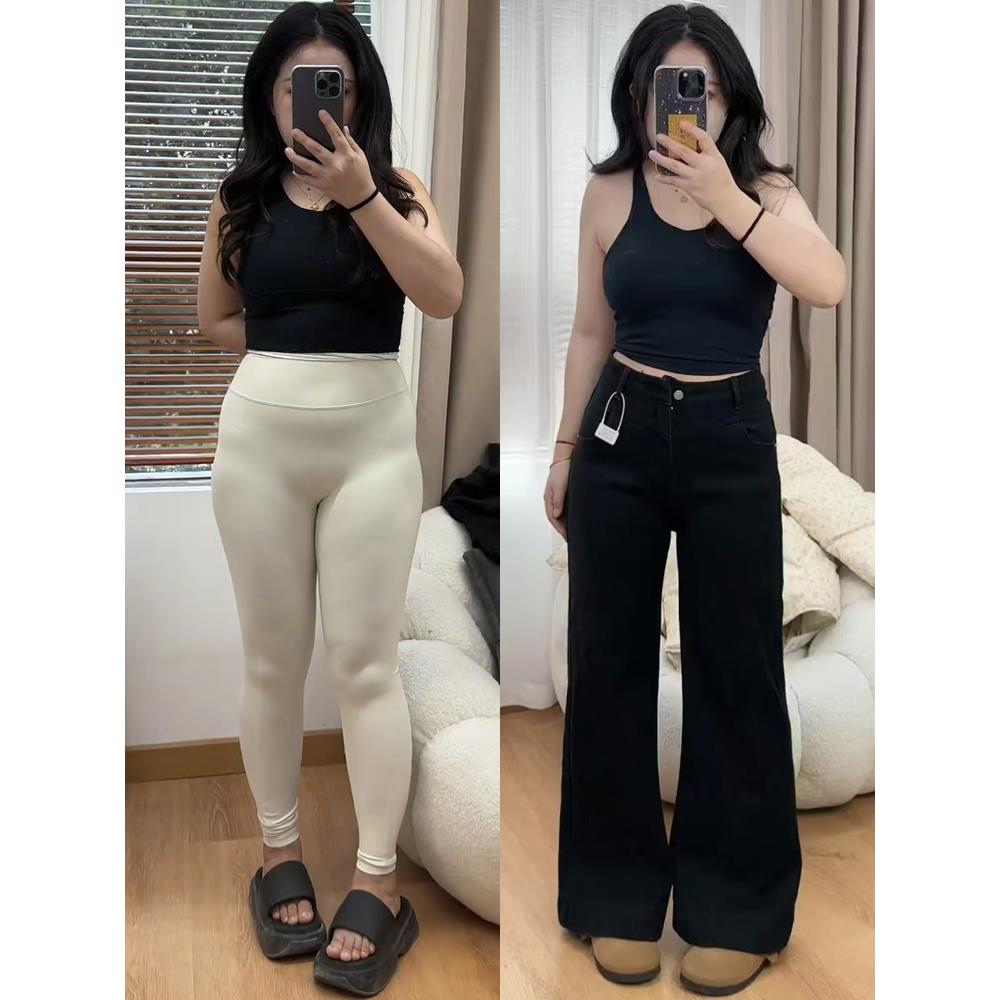 喇叭裤梨型身材粗腿宽胯显瘦黑色裤子女不贴腿宽松阔腿微喇牛仔裤