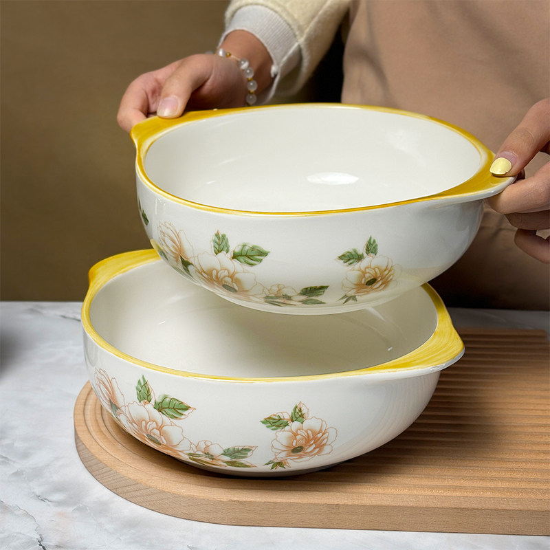 双耳大汤碗家用2026新款陶瓷釉下彩高档精致装汤碗特别好看的汤碗,餐饮具,碗,淘宝优惠券,粉丝福利购,淘宝优惠卷