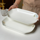 12英寸鱼盘家用陶瓷银杏叶食品级厨房精致菜盘加深大号蒸鱼盘专用