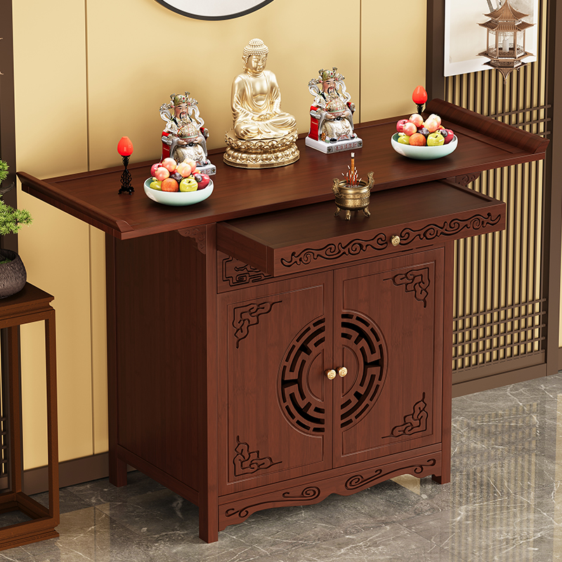佛龛新中式立柜家用神台佛台财神爷形柜子观音佛像供奉台供香火桌