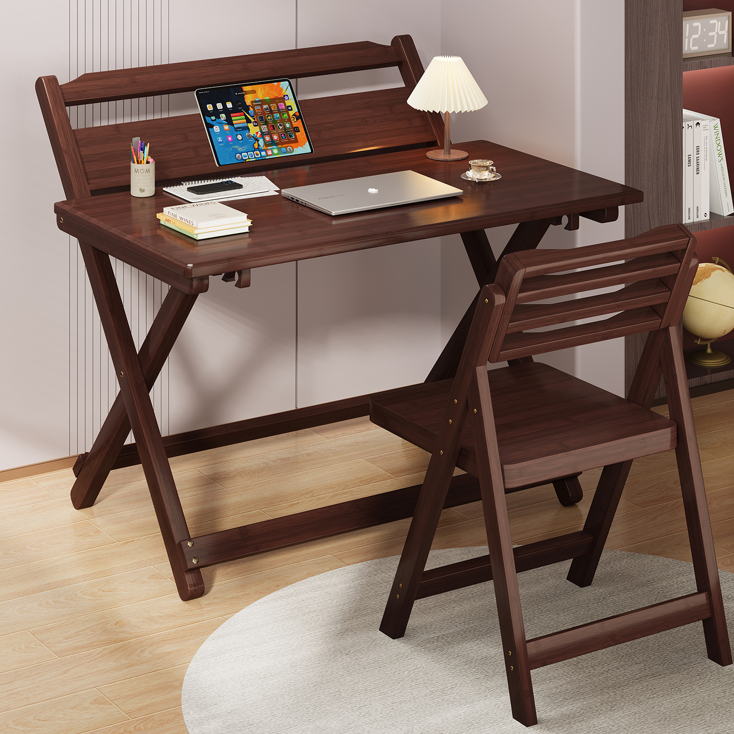 折叠书桌家用电脑桌儿童学生可升降写字桌卧室床边学习简易小桌子