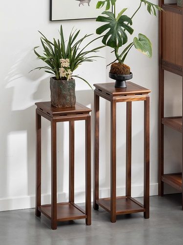 实木花架新型中式落地式花桌阳台落地式多层花盆储物架家用室内盆