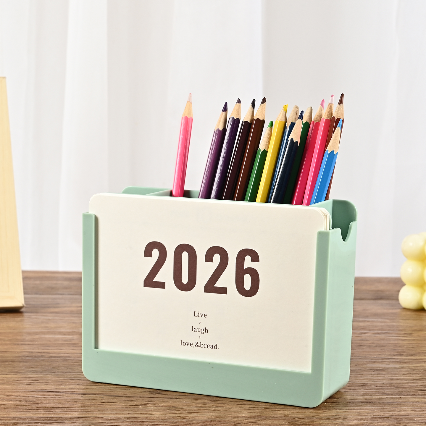 多功能创意亚克力笔筒收纳盒抽插台历企业定制logo2026年新款桌面摆件日历办公学生儿童月历简约高颜值ins风