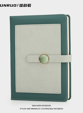 口袋a5笔记本本子定制可印logo刻字礼盒套装2025年新款加厚高颜值精致高级考研商务工作绿色硬皮皮质记事本