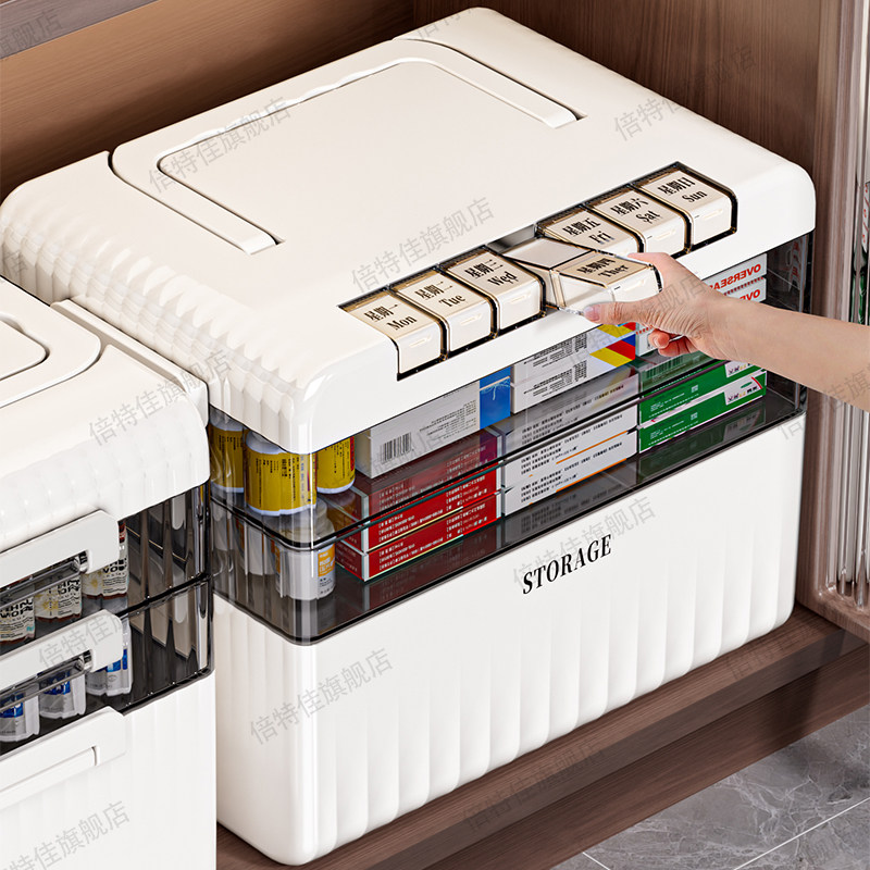 药箱收纳盒家庭装便携式一周七天老人药品分装盒大容量家用医药箱