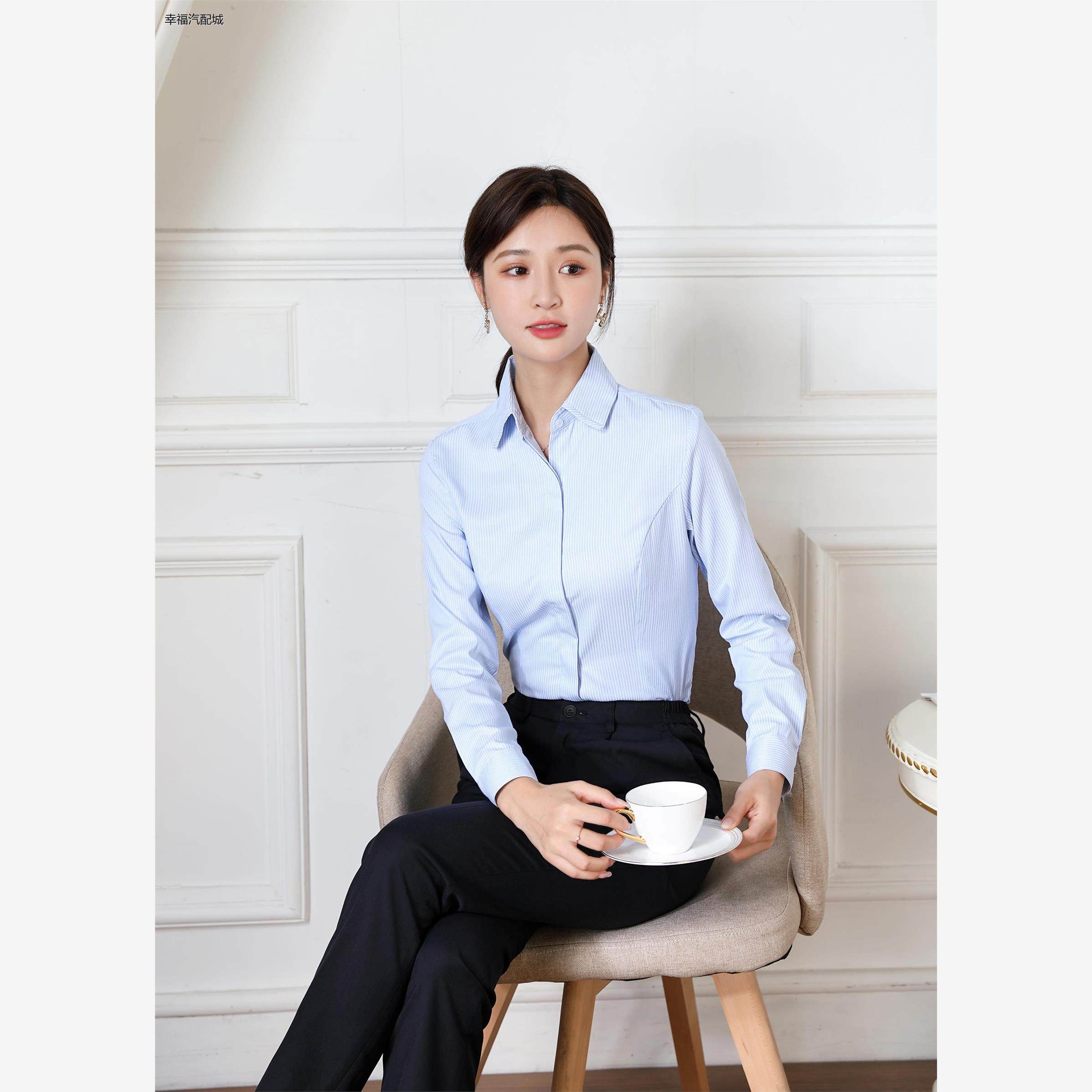 新款行服衬衫女工作服马甲短袖衬衣职业装西服西裤