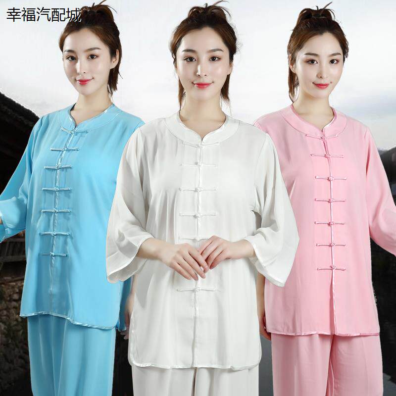 棉麻加丝女七分袖太极服