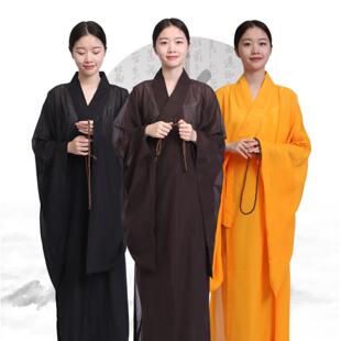 海青居士服女款春夏秋冬季薄款透明海清禅修服长衫咖啡色黑色黄色
