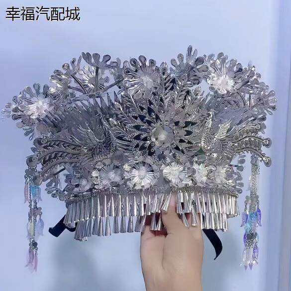 新款少数民族银饰帽子苗