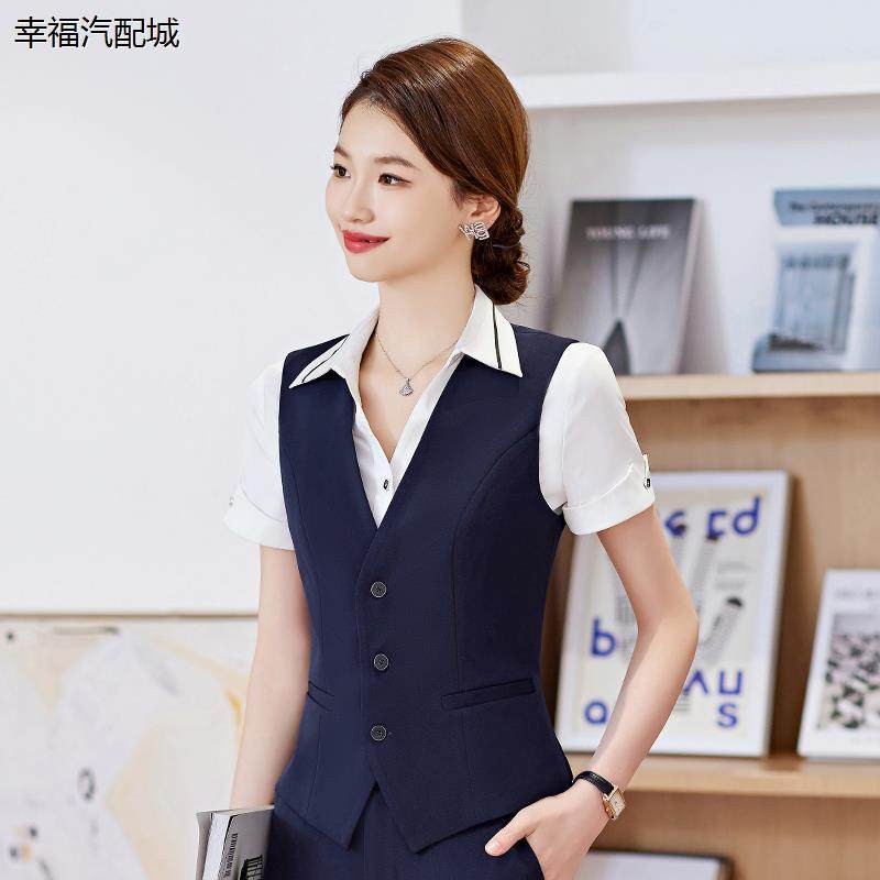 新款职业装马甲套装女无袖西装马夹工作服修身工装三粒扣背心