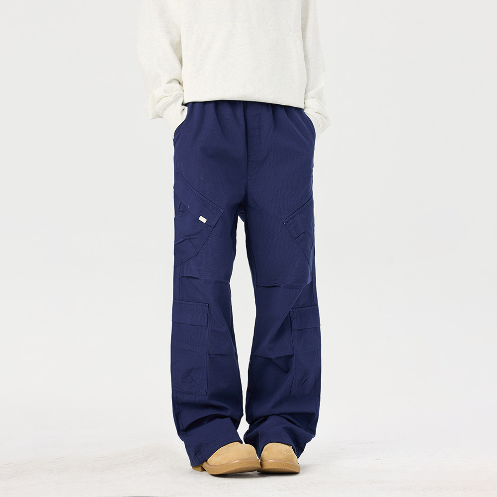 URSGGON 美式复古小格子布褶皱设计感情侣宽松直筒多口袋工装裤,男装,休闲裤,淘宝优惠券,粉丝福利购,淘宝优惠卷