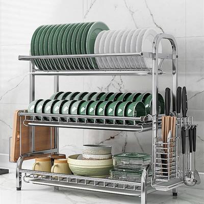 304不锈钢碗架厨房置物架放碗双层台面碗盘收纳架碗碟碗筷沥水架