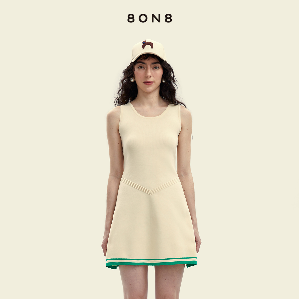 8ON8奶油白科技纱训练裙