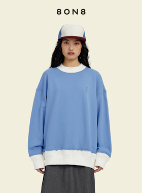8ON8永恒之星拼接撞色休闲宽松卫衣套头衫春秋新款时尚高级感上衣