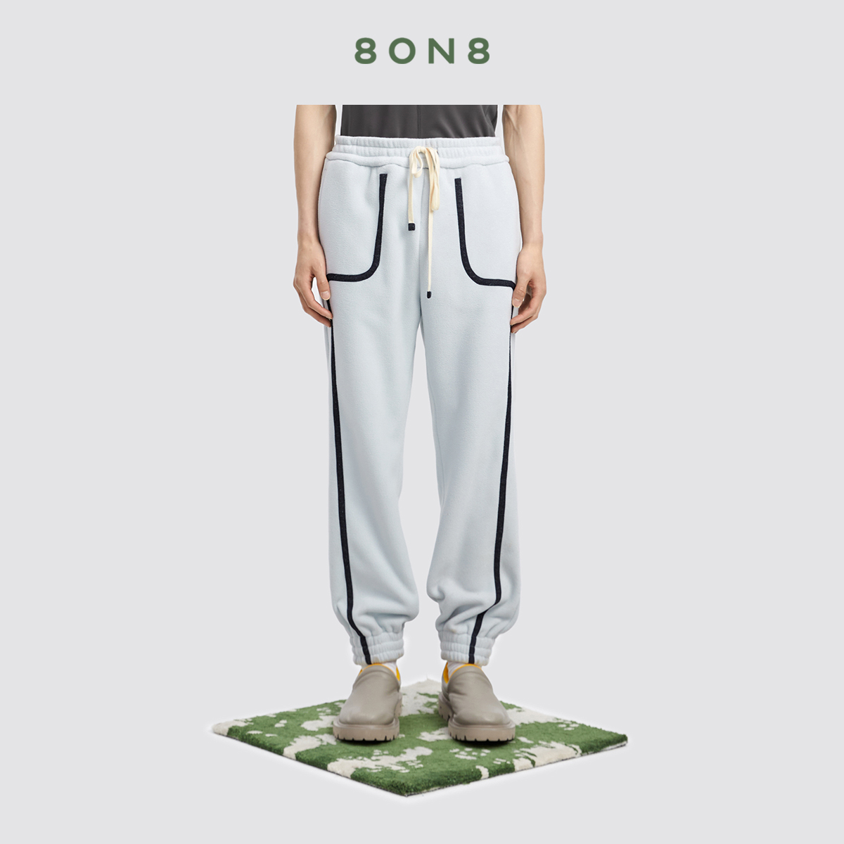 黑灰蓝棕摇粒绒收腿运动裤