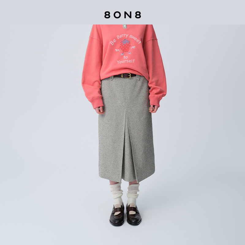 8ON8设计师品牌开衩羊毛西装半裙