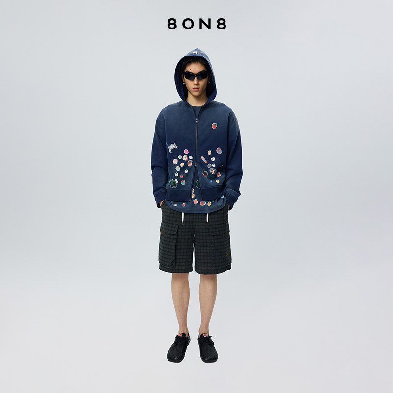 8ON8设计感休闲2026春季新款草莓印花拉链帽衫时尚百搭宽松卫衣女,女装/女士精品,卫衣/绒衫,淘宝优惠券,粉丝福利购,淘宝优惠卷