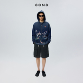 8ON8设计感休闲2026春季 百搭宽松卫衣女 时尚 新款 草莓印花拉链帽衫