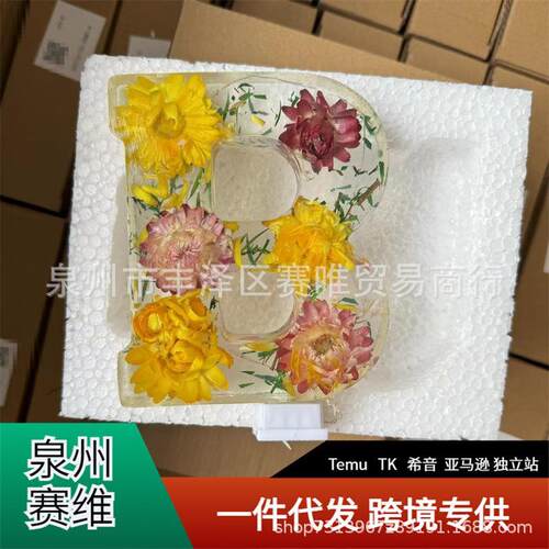 现货Floral Resin Night Light 花卉字母树脂不带灯家居装饰礼物