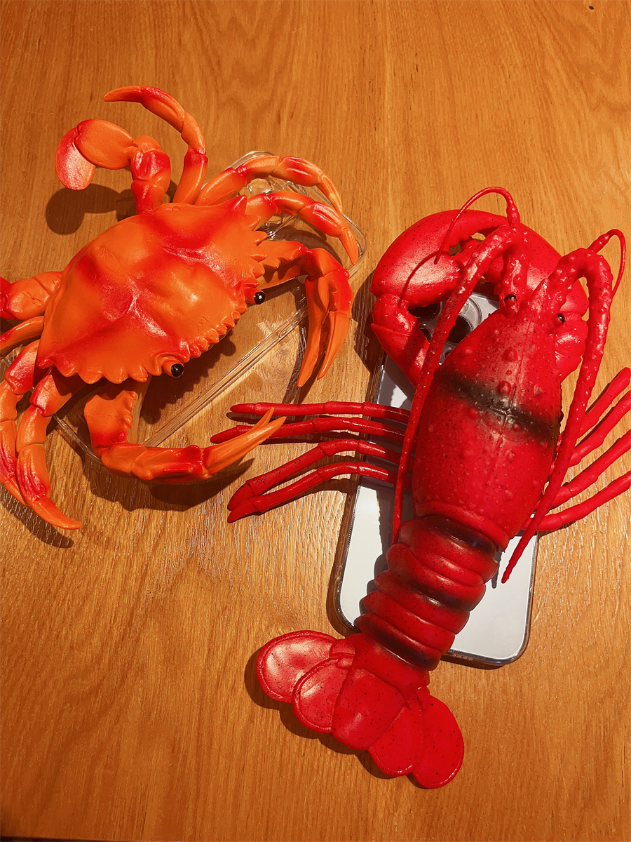 苹果搞怪立体大龙虾螃蟹透明软壳