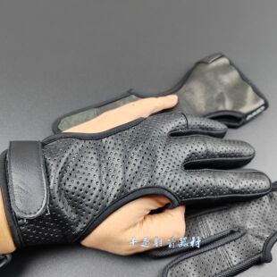 弓箭三指鹿皮护指射箭手套传统美猎弓专业反曲比赛拉箭护指套护手